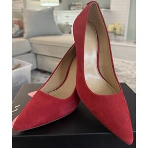 Michael Kors Red Scarlet Suede Dorothy Flex Pumps Heels Shoes 7.5M